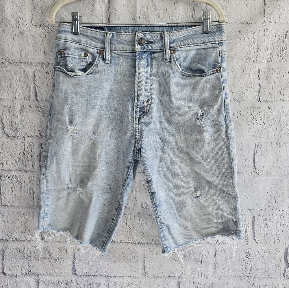 American Eagle Jorts Airflex Men's Light Wash Distressed Denim Shorts 30 - Picture 3 of 15